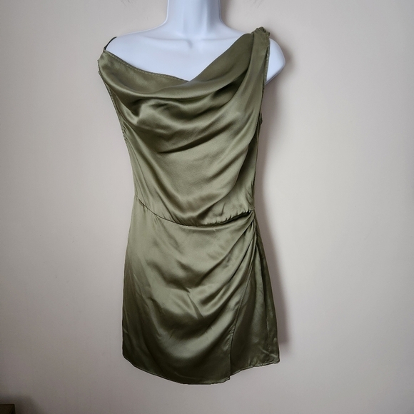 Reformation | Alanis 100% Silk Mini Dress in Sage Green - Size 2 - Picture 3 of 10